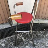 Chaise de bar en métal et skaï industriel années 70