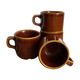 Set of 4 brown ceramic mugs
