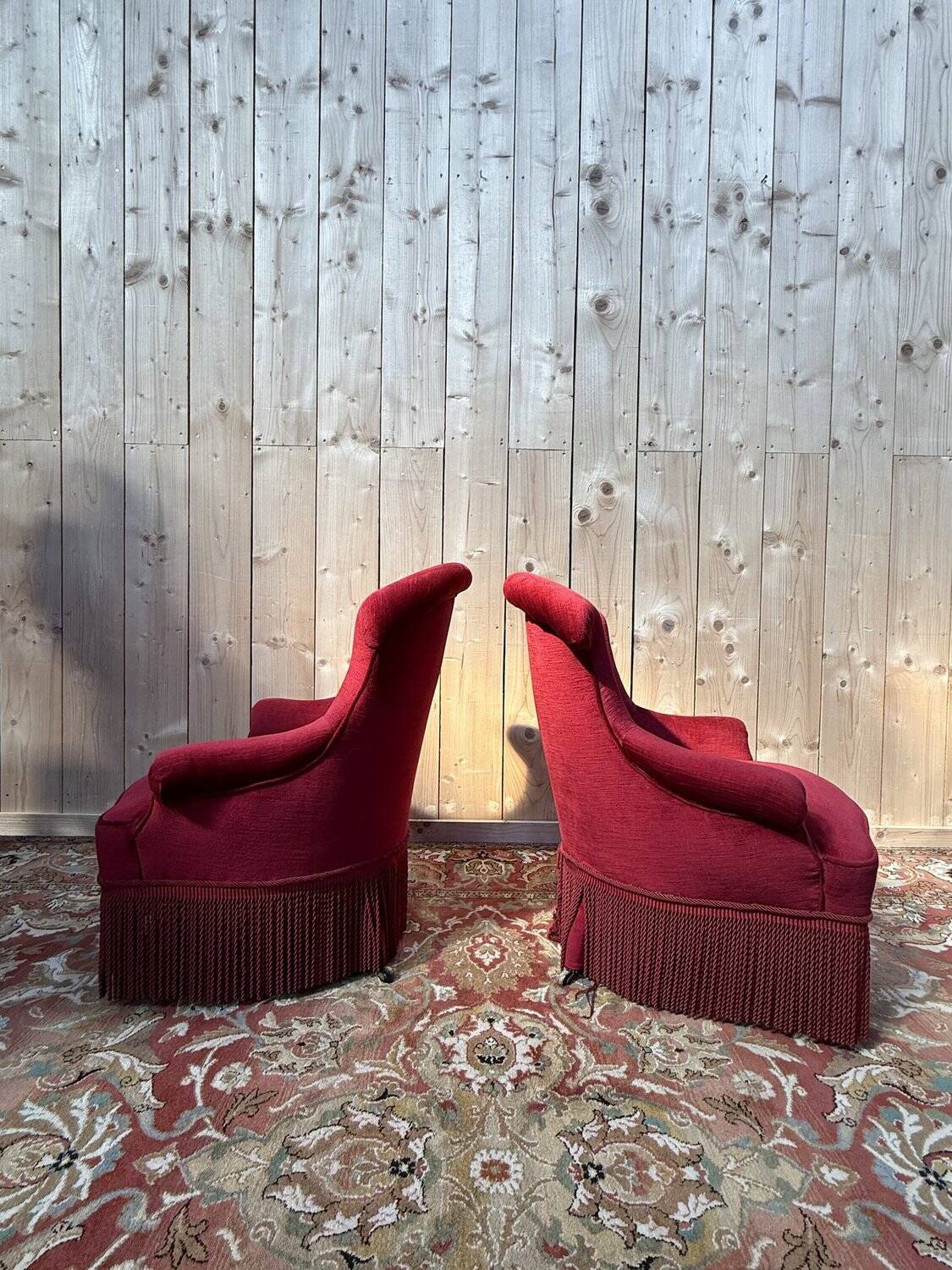 Pair of armchairs - bergères - Napoleon III pouf