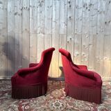 Pair of armchairs - bergères - Napoleon III pouf