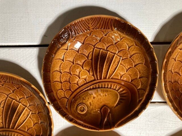 Series of 5 plates Sarreguemines fish