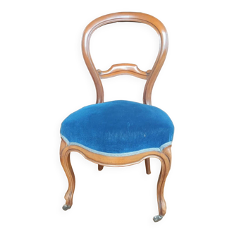 Ancienne chaise Louis Philippe/velours bleu roi