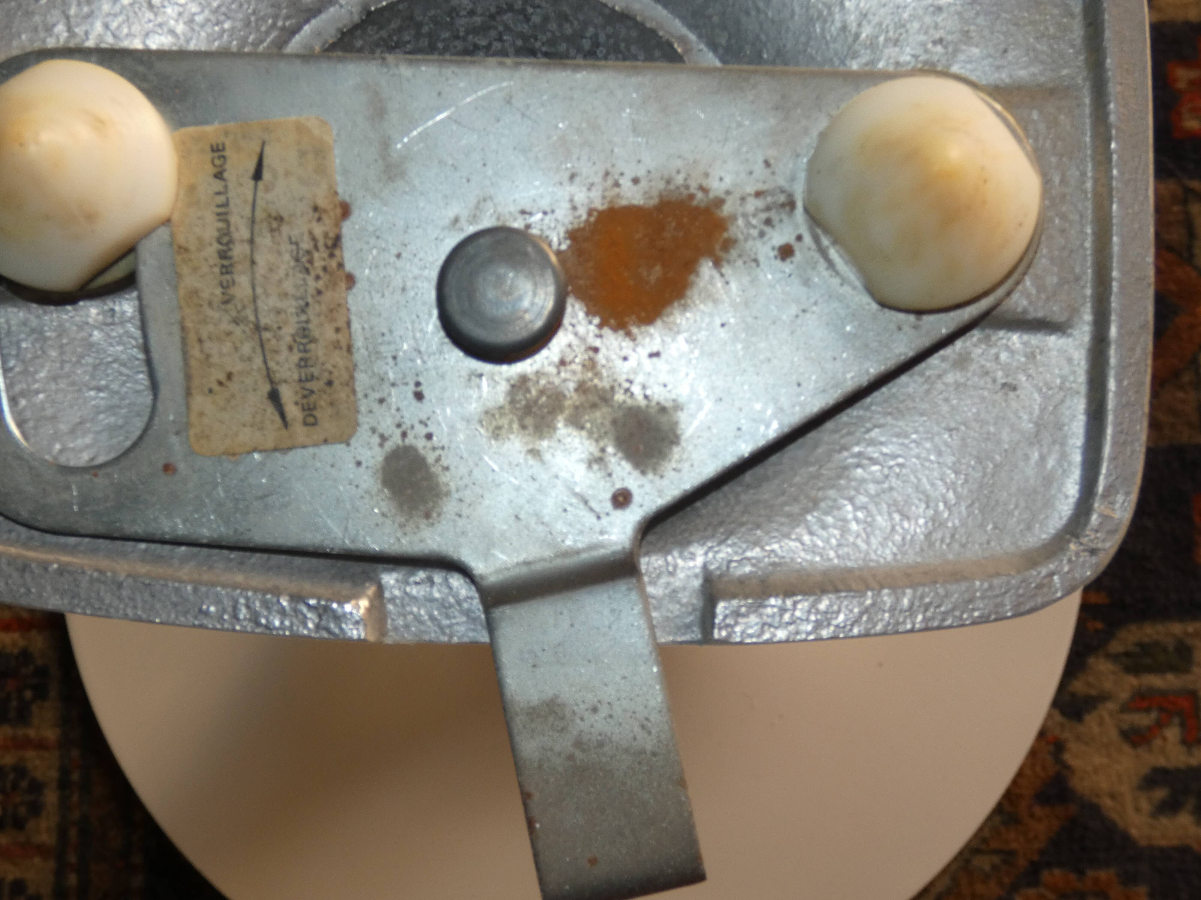 Side table tulip foot metal top melaminated 1960