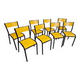 Lot de 8 chaises jaunes mullca 510