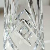 Crystal soliflore vase. Crisscross/leafy patterns. High 24 cm