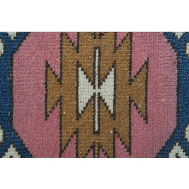 1970s Vintage Turkish Hand-Knotted Wool Cotton Pink Area Rug 120x176