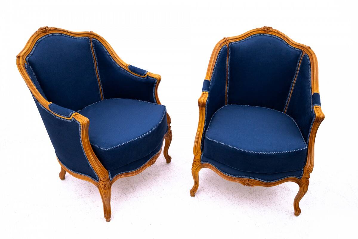 Bergère armchairs, France, circa 1920. After renovation.