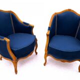 Bergère armchairs, France, circa 1920. After renovation.