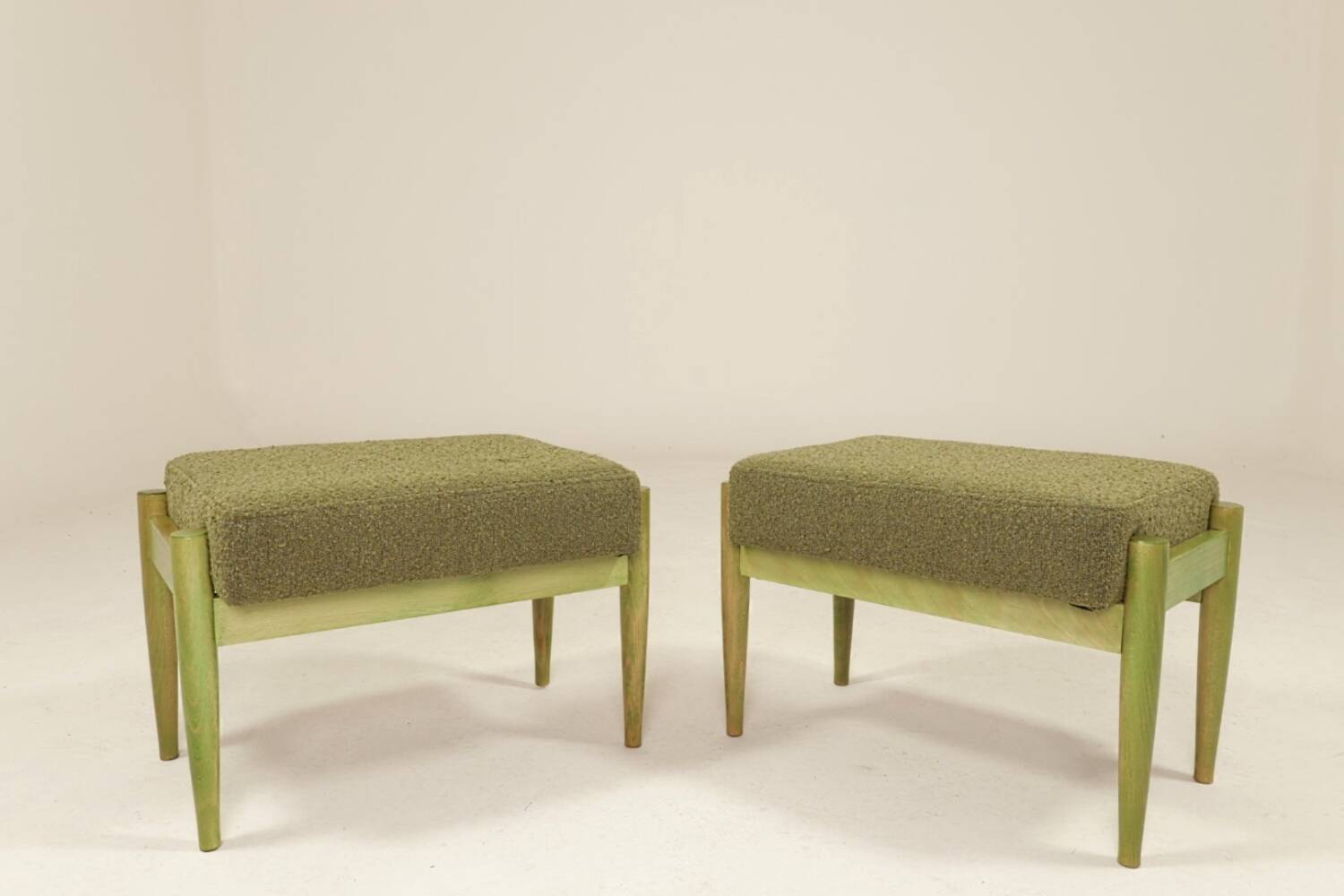 Pair of stools in sage green.