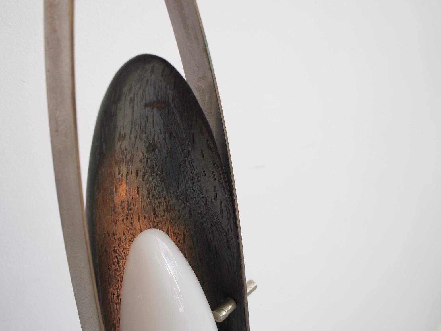 White plexiglass, steel and copper floor lamp by Goffredo Reggiani.