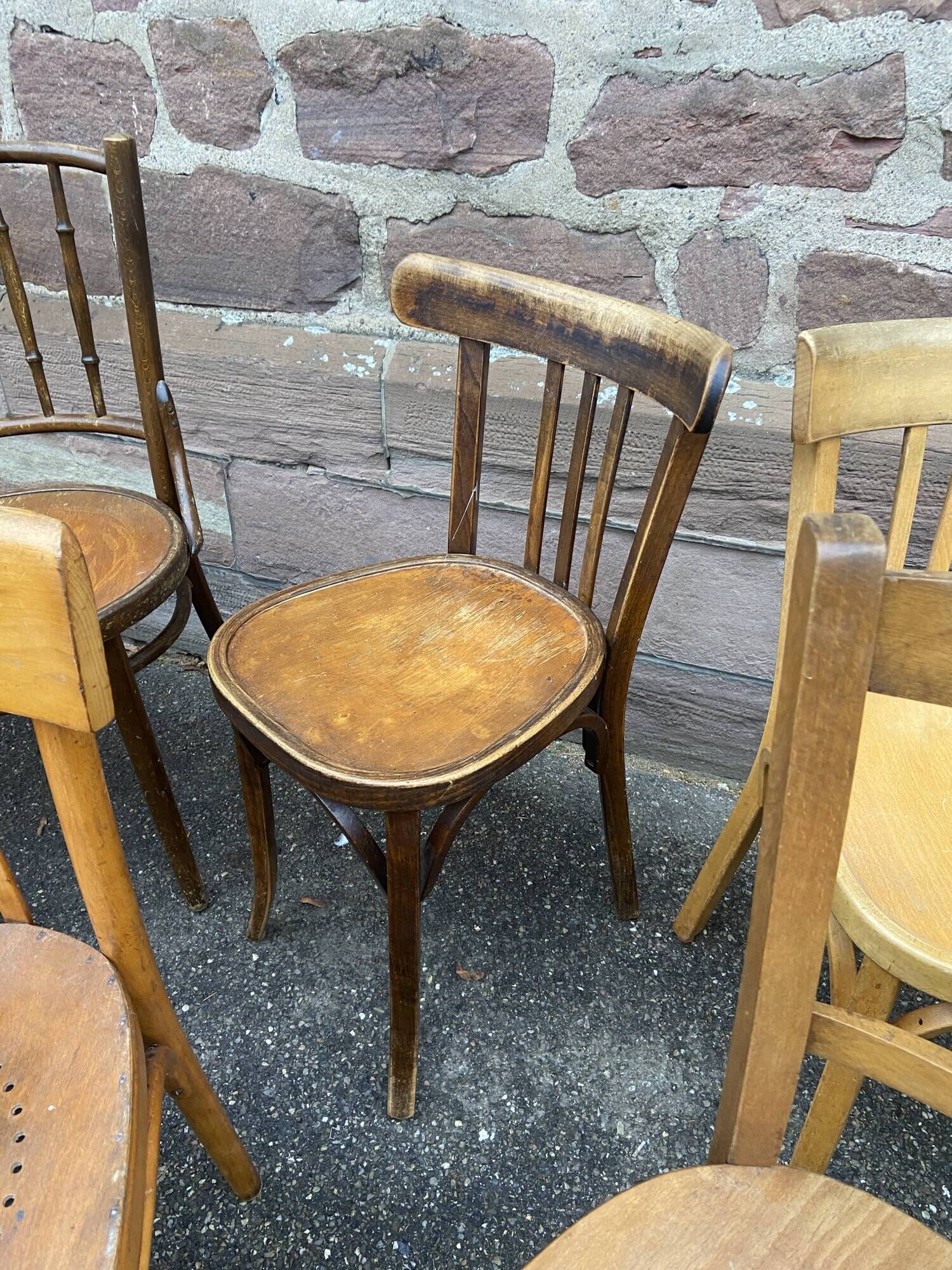 Set of 20 chairs bistro coffee wood curved vintage
