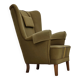 1960s, Danish highback armchair, original green furniture wool.