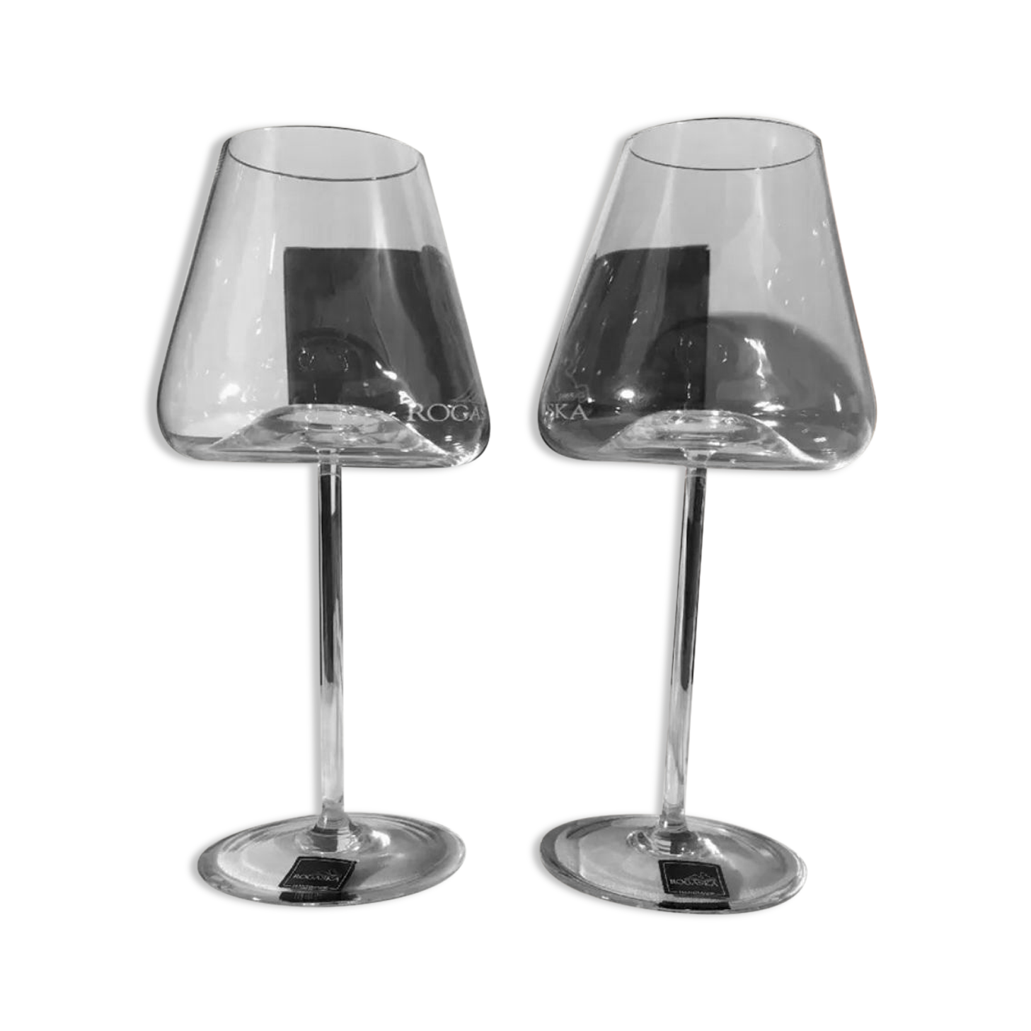2 glasses a vin rogaska very original shape crystal handmade model armonia