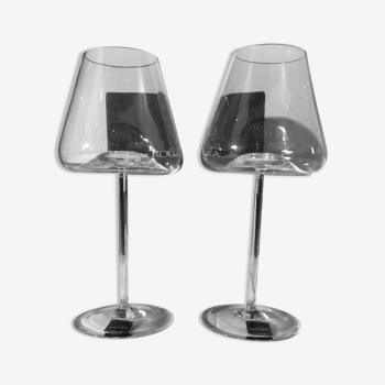 2 glasses a vin rogaska very original shape crystal handmade model armonia