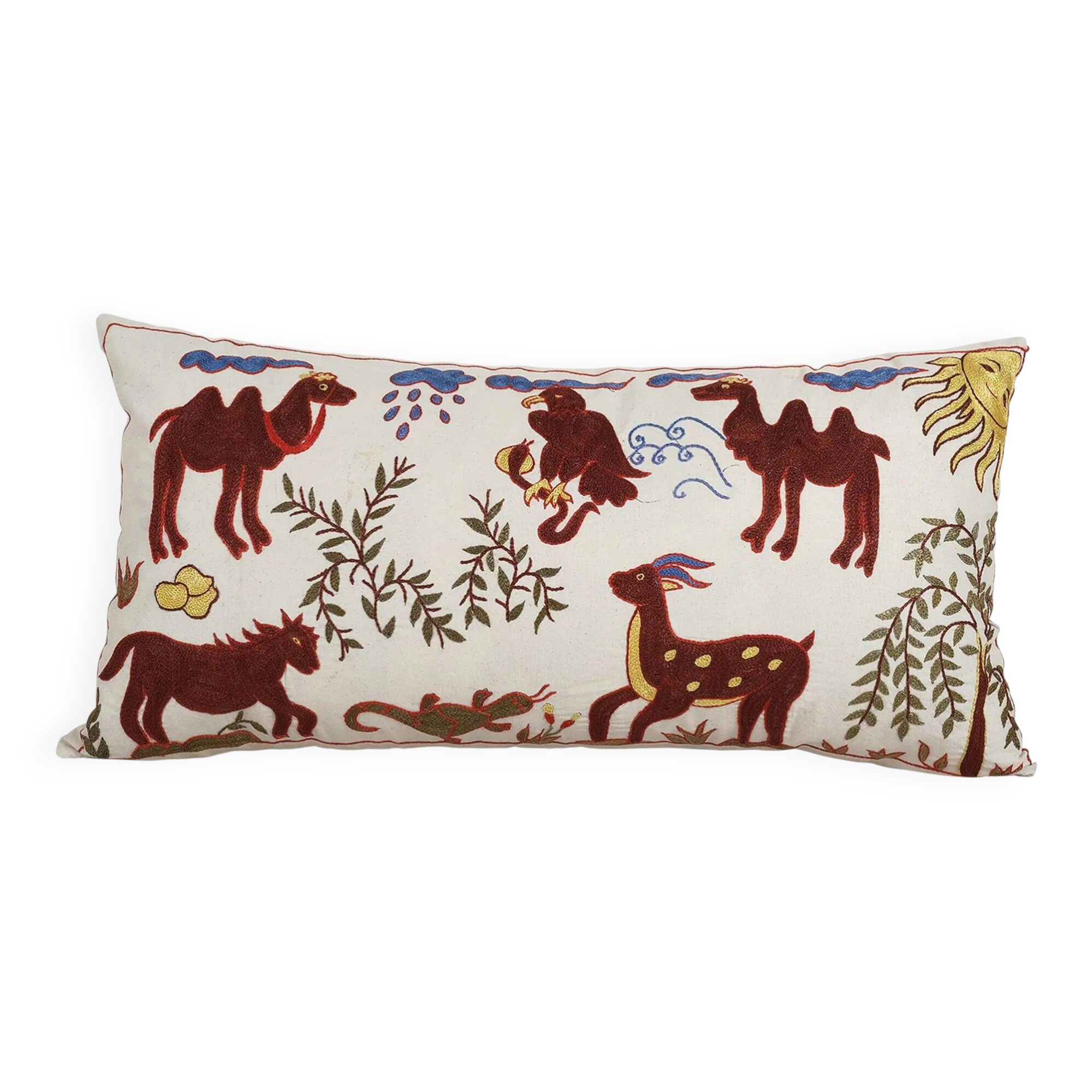 Vintage embroidered cushion cover 46x86 cm
