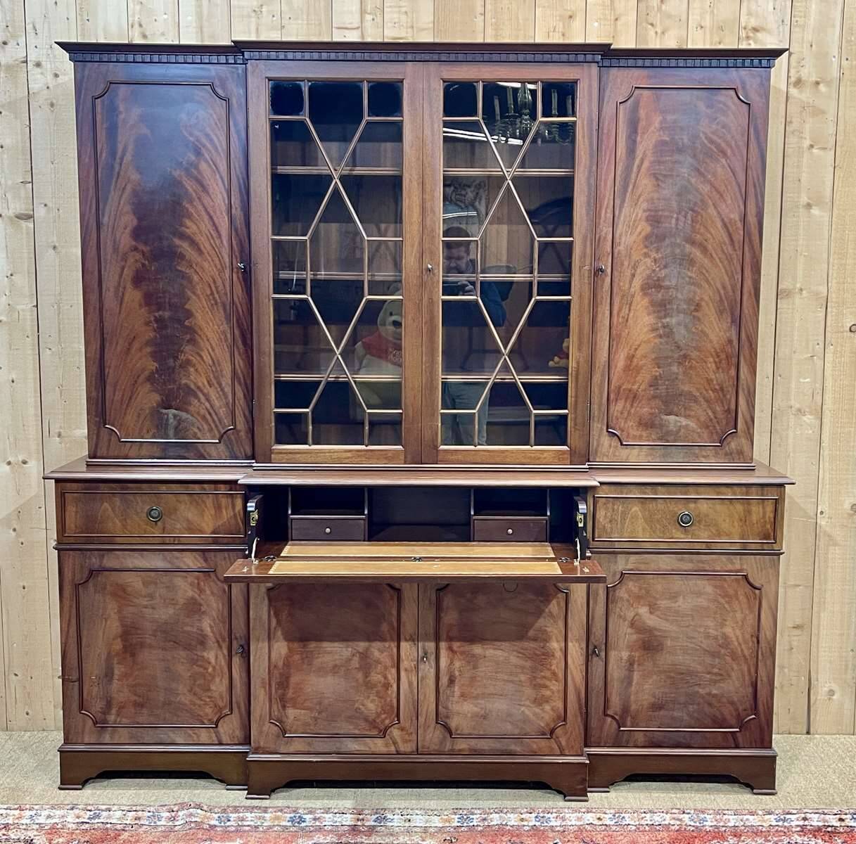 English mahogany secretary bookcase from the 1970s