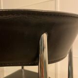 Set of 6 vintage arper chrome leather chairs