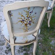 Pair of Louis XV style cabriolet chairs with a patina – floral fabric