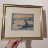 Aquarelle encadrée signée marine paysage