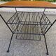 Vintage atomic mid-century modern side table magazine rack