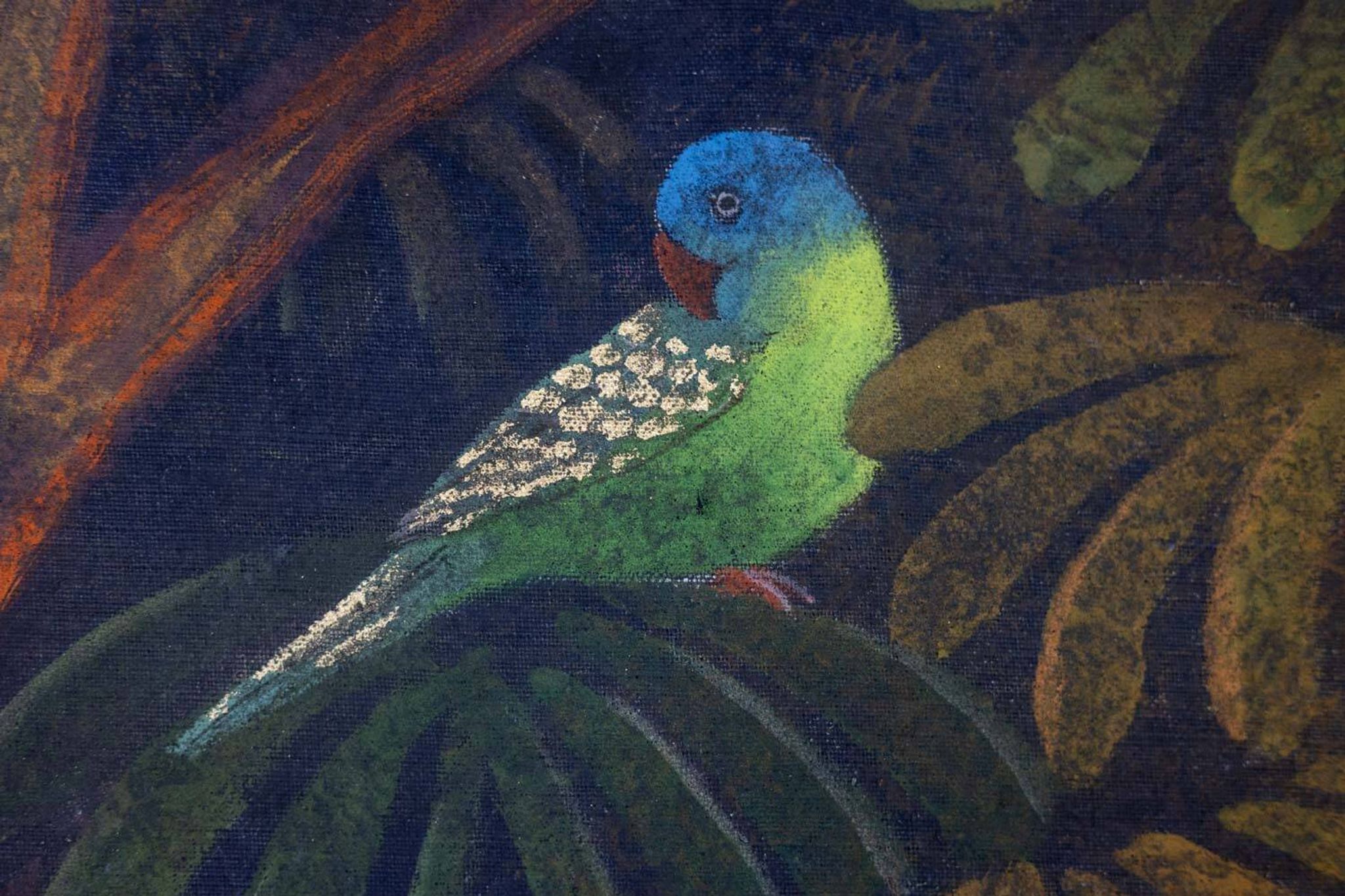 Toile peinte représentant une nature luxuriante