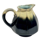 Pichet alpho en grès flammé noir jaune vintage 1930 1940 cruche à eau