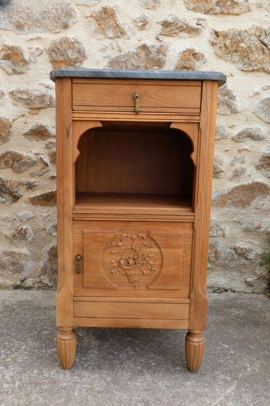 Console / side table / Art Deco bedside table renovated in solid walnut
