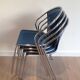 Set of 4 chairs chrome-based perforated metal blue color, around 1980