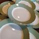 12 flat plates Villeroy & Boch Mettlach celadon green and vintage gold 1960s