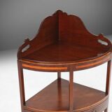 Elegant antique corner cabinet with wood inlay and 2 drawers, France ca. 1850