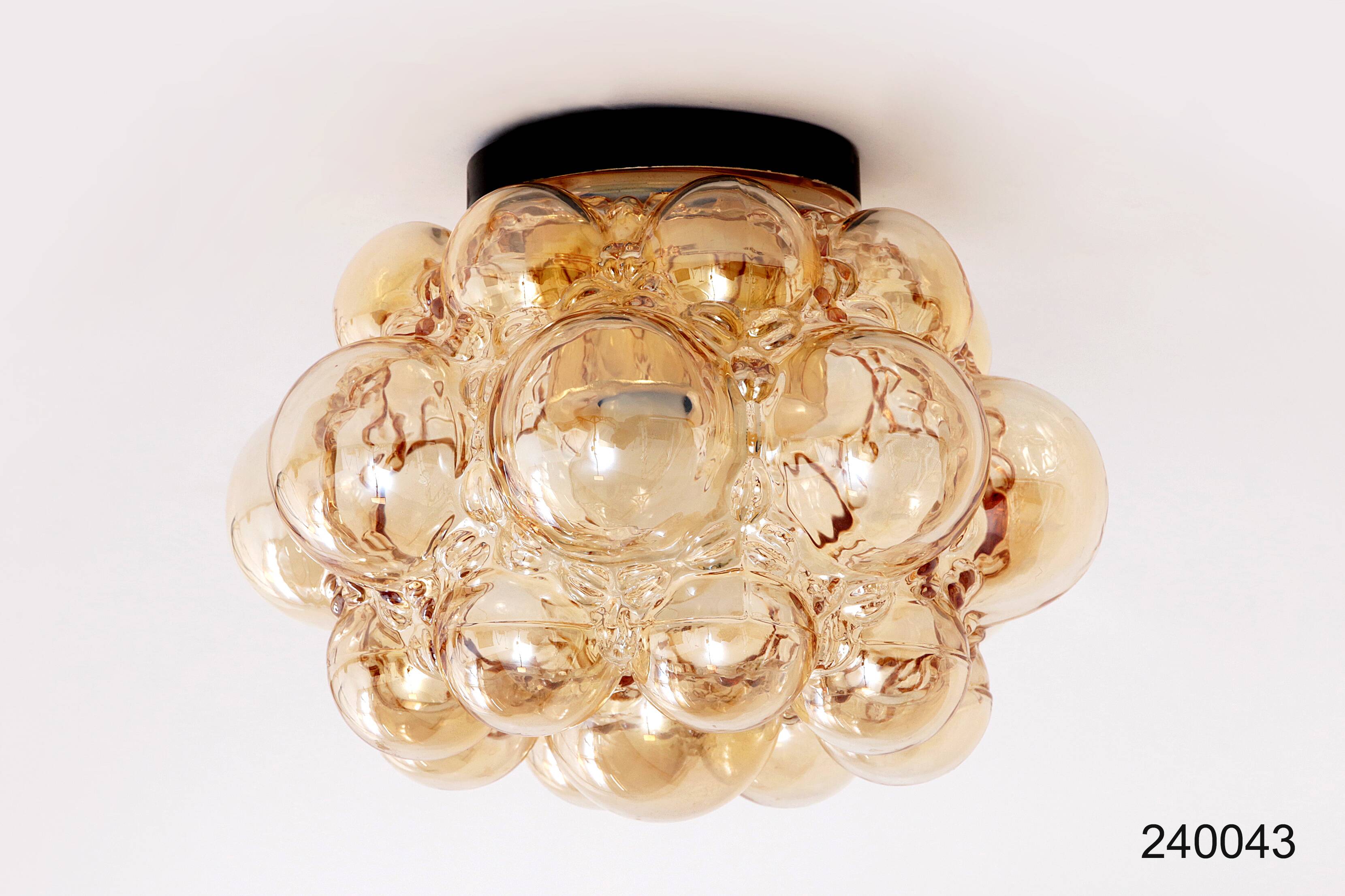 Vintage Amber Bubble Glass Lamp Helena Tynell, 1960
