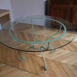 Roundtable, glass and wrought iron