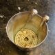 Silver metal ice bucket with 2 ice cube tongs