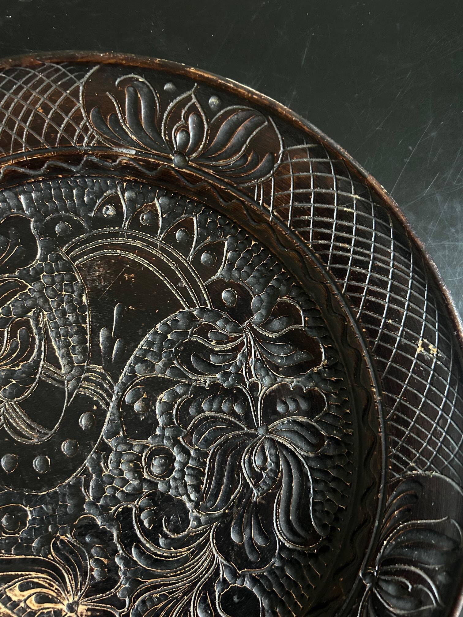 Korond ceramic dish with bird decoration