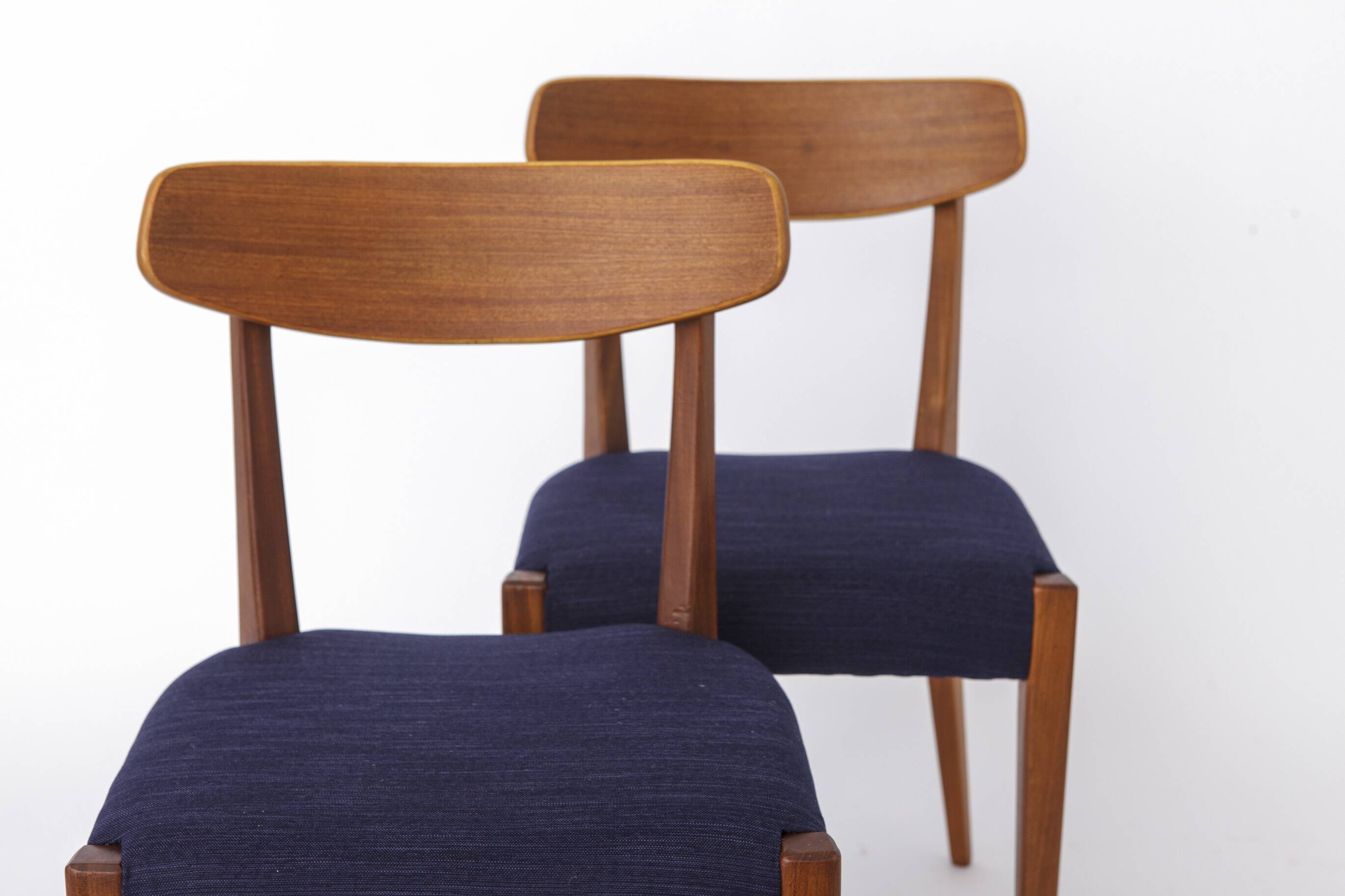 Set of 3 Danish Teak Chairs 1960s, Vintage Mid Century Dining Chairs, Dark