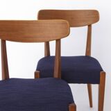 Set of 3 Danish Teak Chairs 1960s, Vintage Mid Century Dining Chairs, Dark