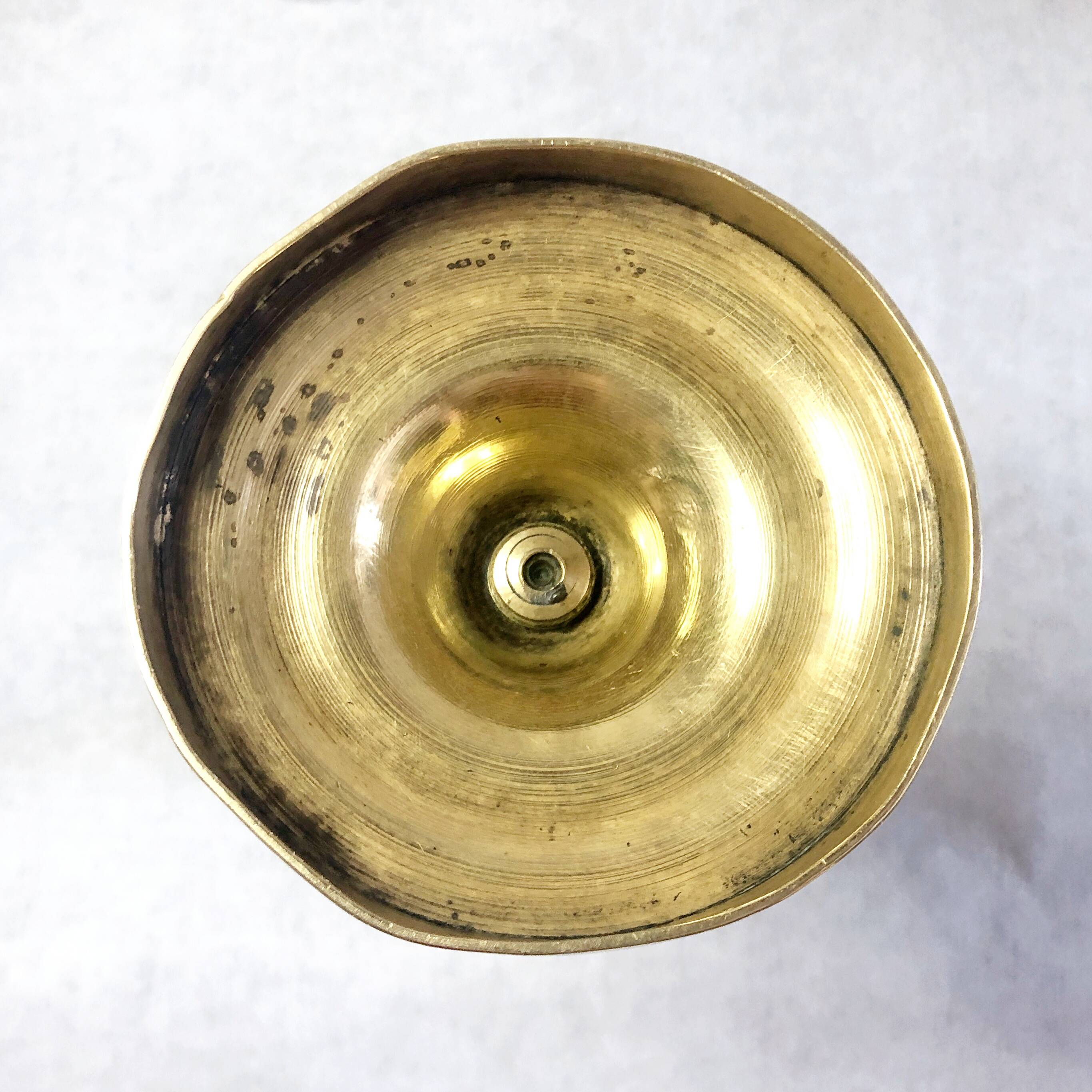 19th century gilded copper torch candle holder