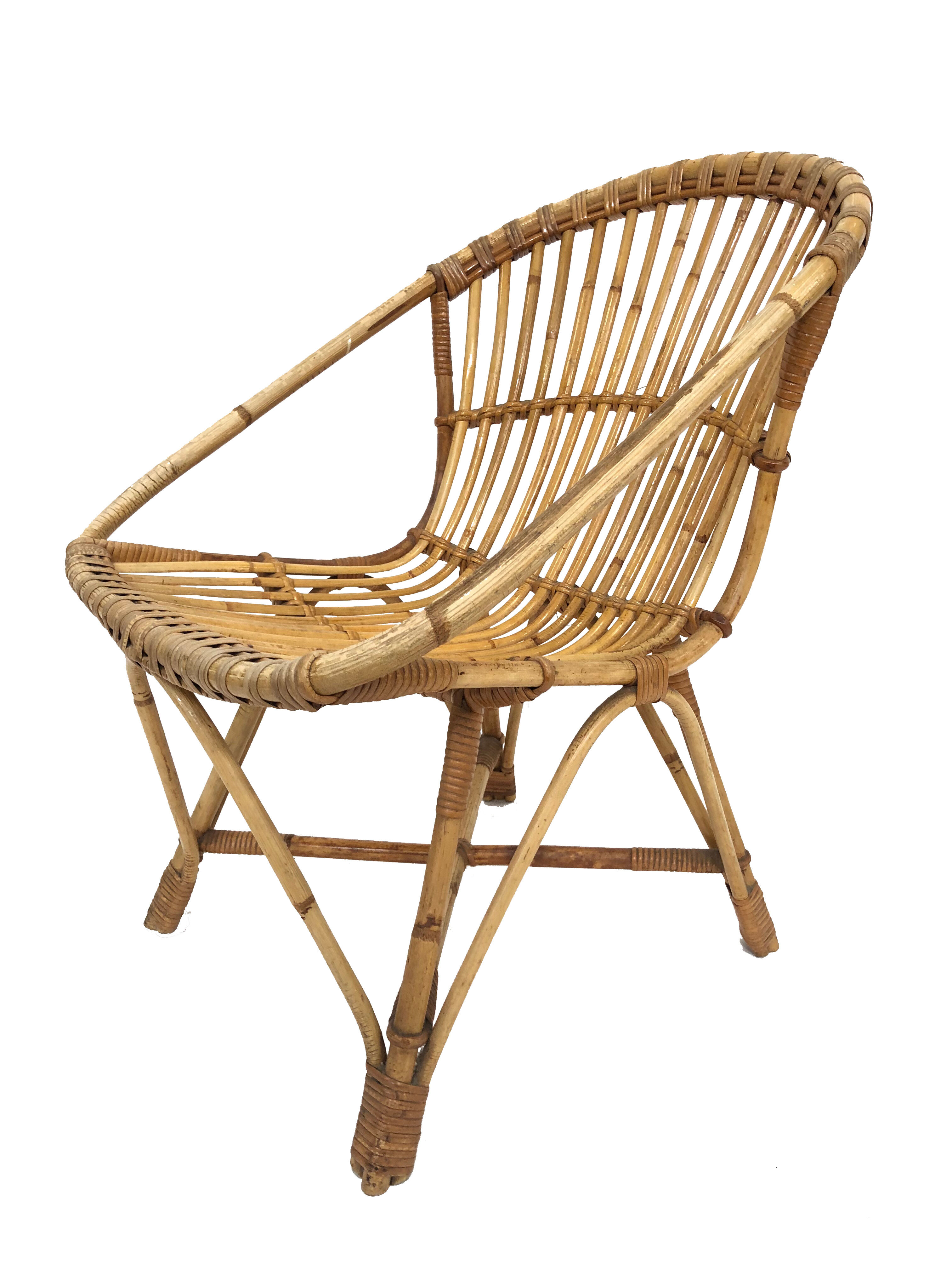 Rohe Noordwolde rattan chair, 1960, Netherlands