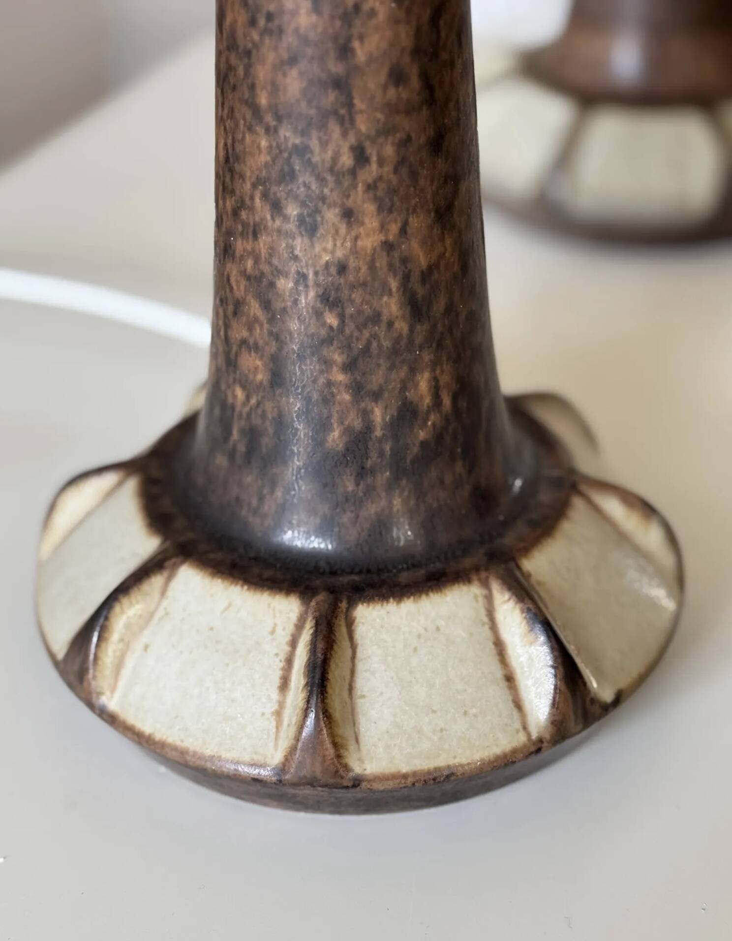 Pair Marianne Starck Stoneware Table Lamps: Michael Andersen Denmark, 1970s