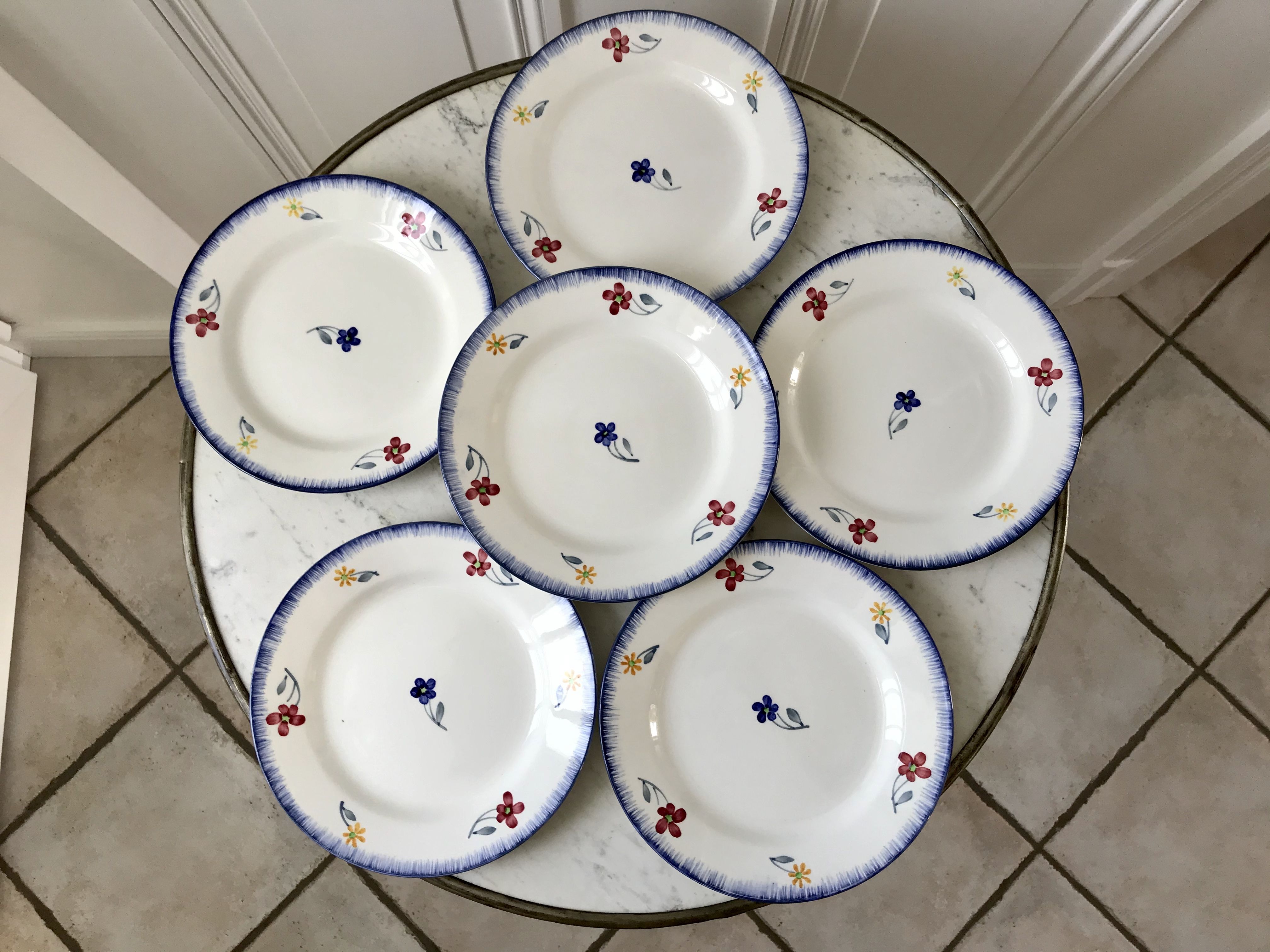 Set of 6 dessert plates Digoin Sarreguemines, years 30-40