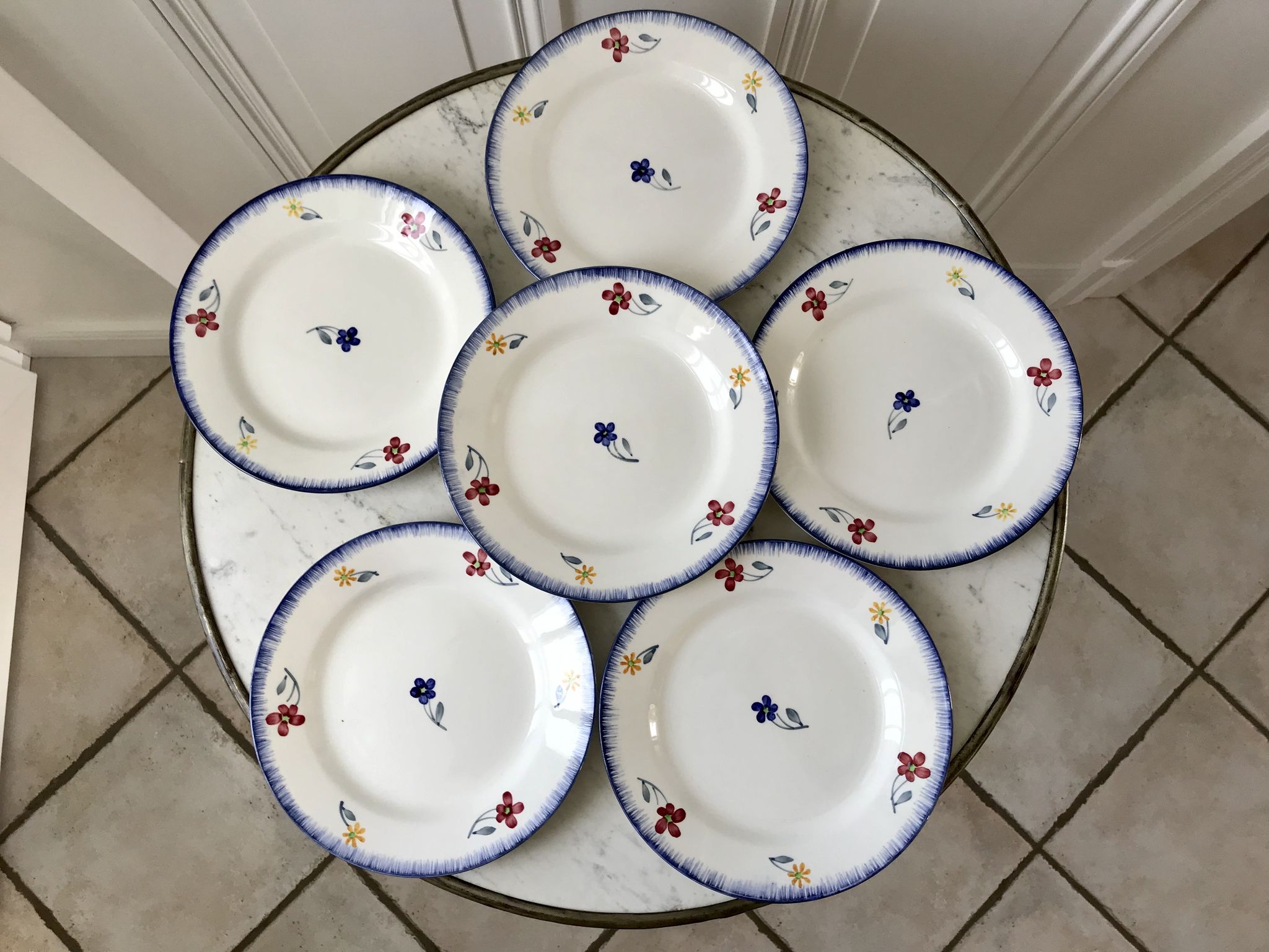 Set of 6 dessert plates Digoin Sarreguemines, years 30-40