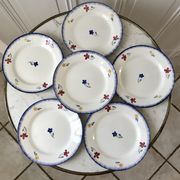 Set of 6 dessert plates Digoin Sarreguemines, years 30-40