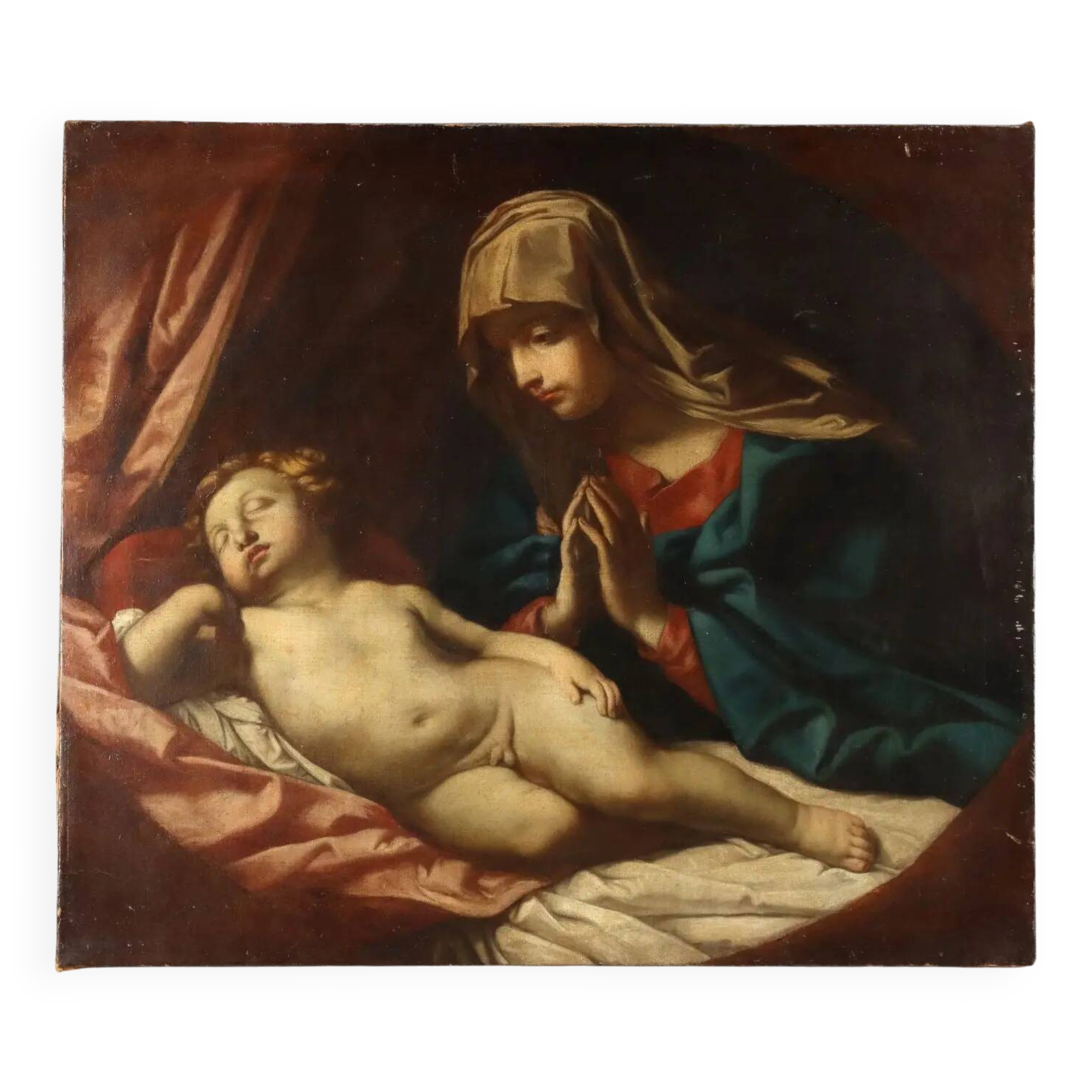 Ancient painting of the Virgin Mary, copy after Guido Reni, 18th century.