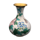 Brass Vase Email Cloisonné Decor Peony and Bird China Middle XXth Enamel