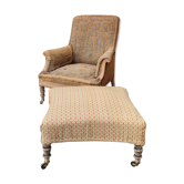 Napoleon III armchair with its 4 original castors - its footrest