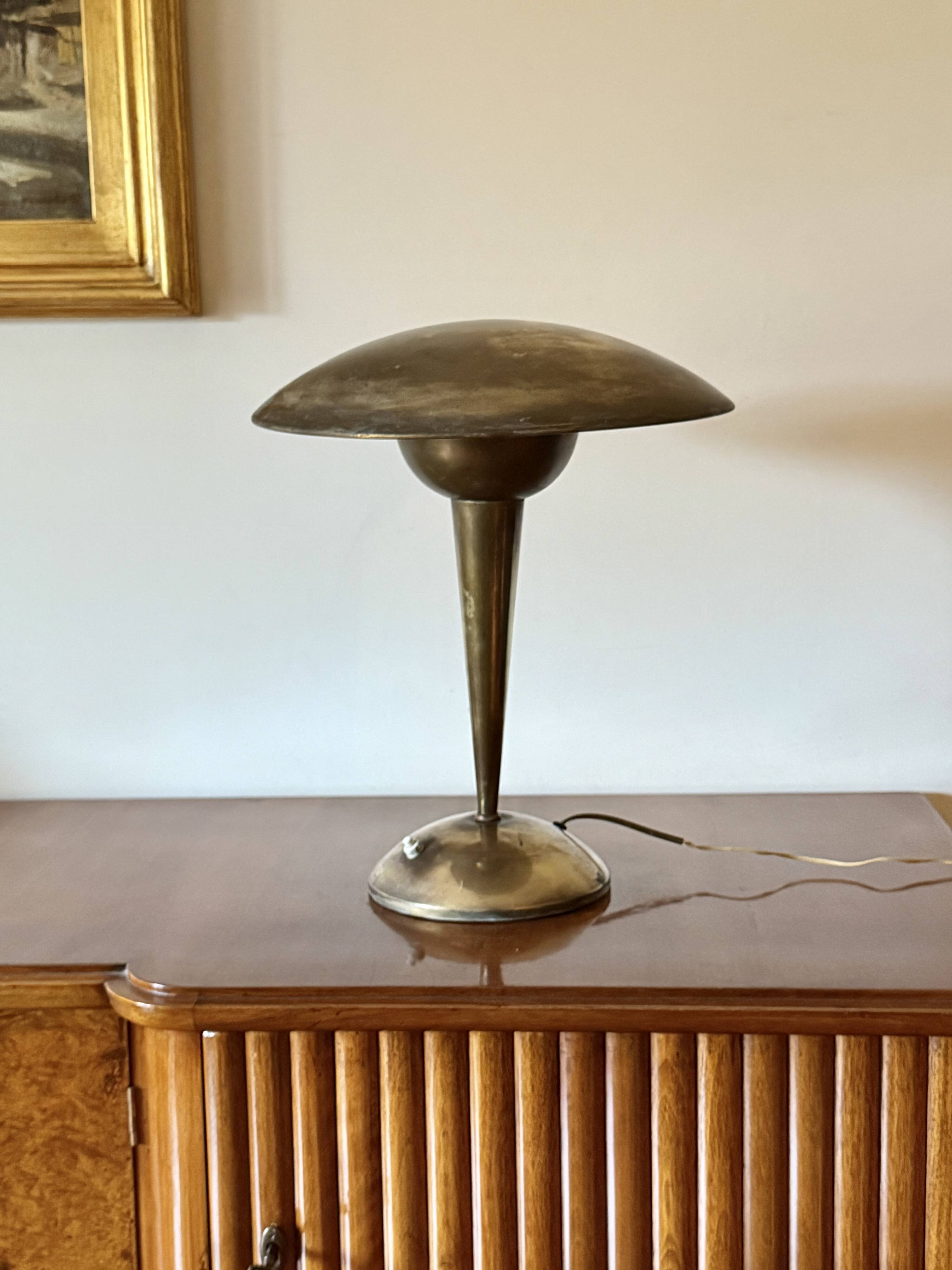 Mid-century modern brass adjustable table lamp, Italy circa 1950