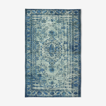 Hand-knotted vintage anatolian 1980s 173 cm x 268 cm blue rug