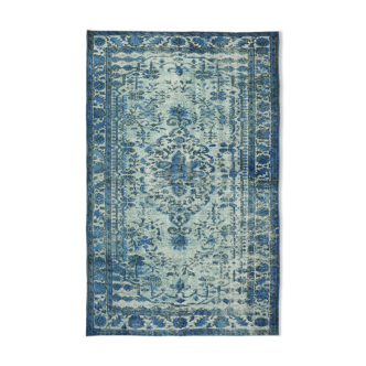 Hand-knotted vintage anatolian 1980s 173 cm x 268 cm blue rug