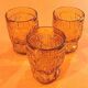 1960s 3 water glasses embossed texture Amber color Baptistin Caracous