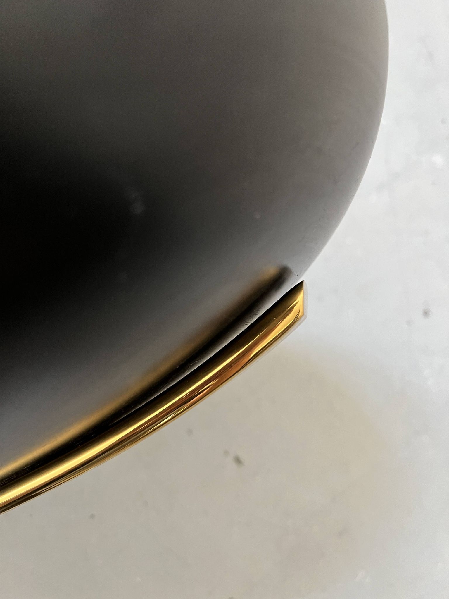 Black metal and brass arc pendant light "Les Activités" by Lucien Gau, Paris 1960
